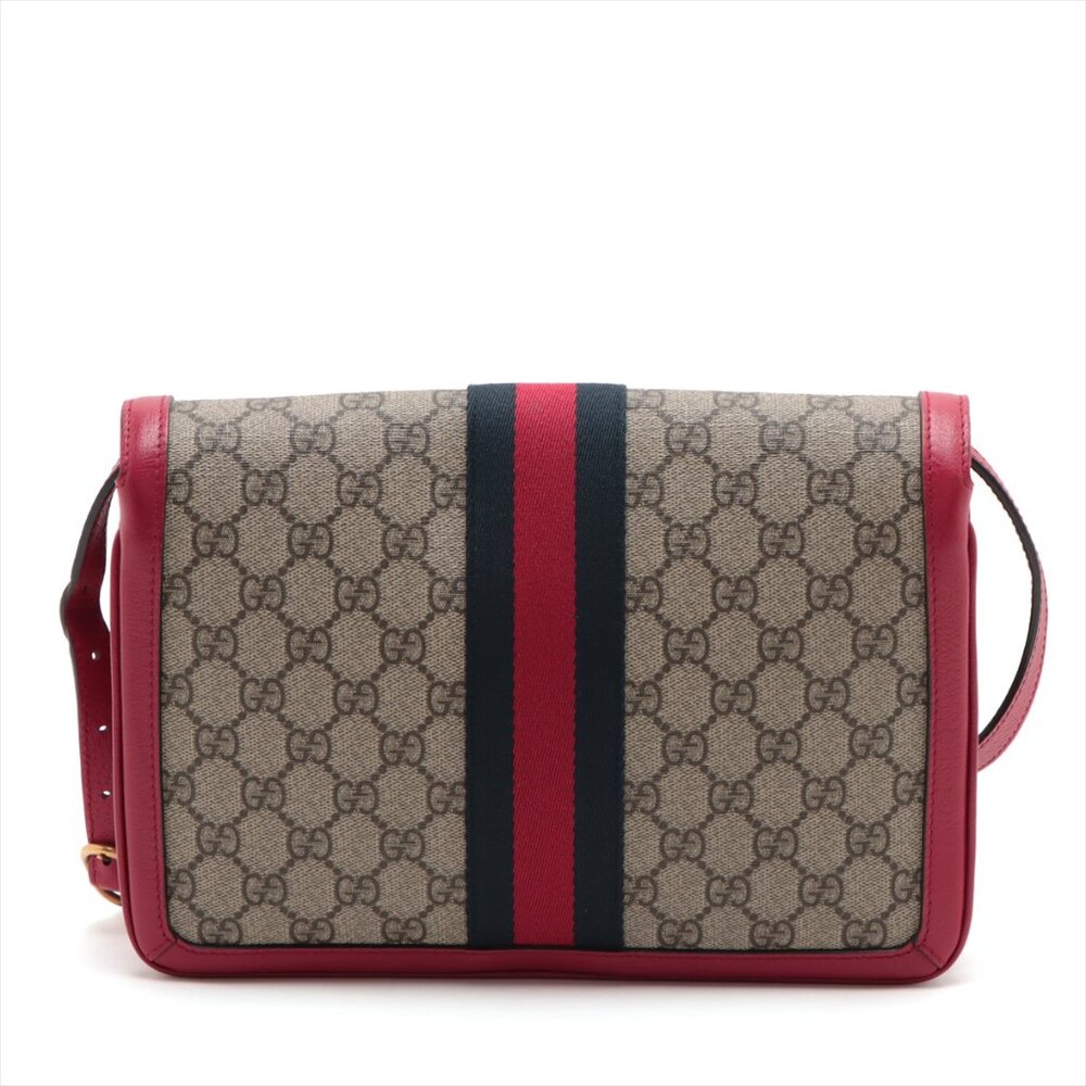 SOLD OUT ❌Gucci GG Supreme Queen margaret PVC & leather Shoulder bag Red 524356 - Picture 2 of 13